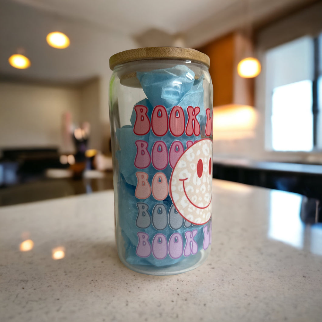 Book Lover 16 oz Glass Can
